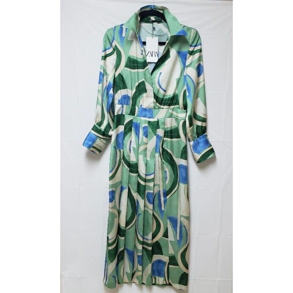 Zara Women’s Flowy Long Sleeve Maxi Cocktail Party Formal  Chic Dress XS NWT - Picture 1 of 16